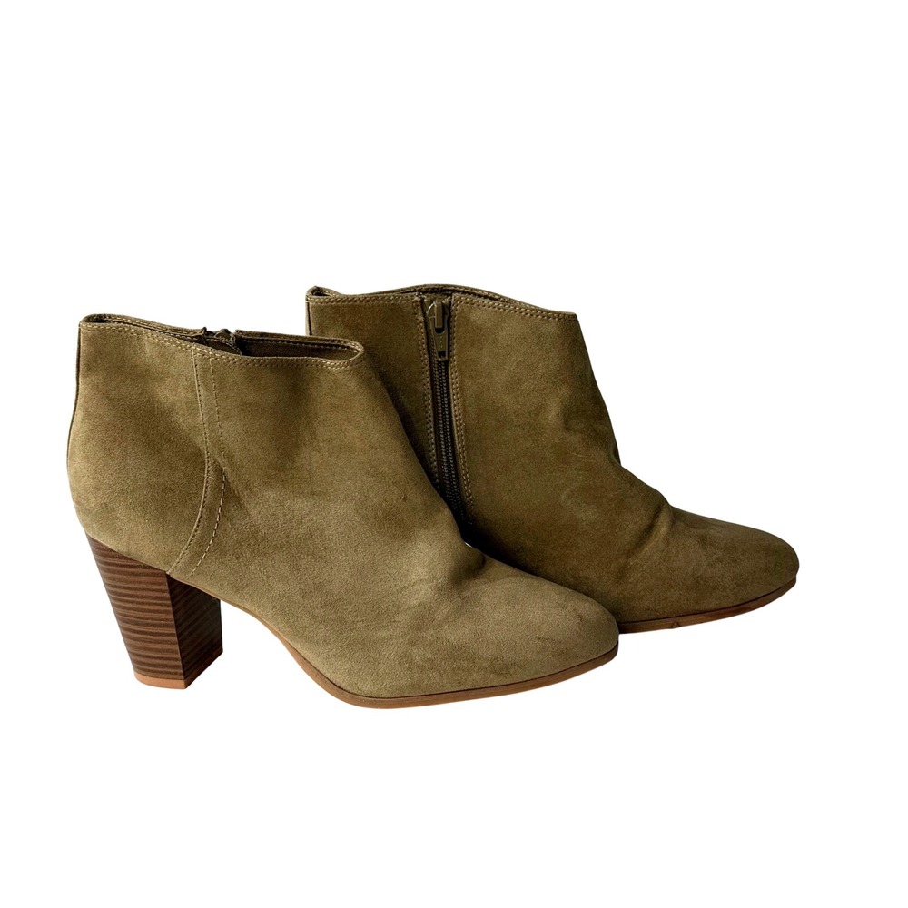 Old Navy Women's Olive Green Faux Suede Block Heel Ankle Boots Size 9